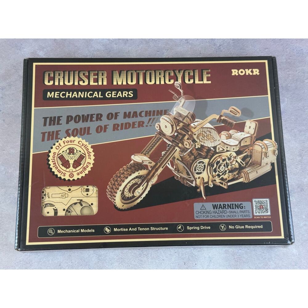 ROKR LK504 Wooden Cruiser Motorcycle Mechanical Gears Model 420 PCS NEW SEALED